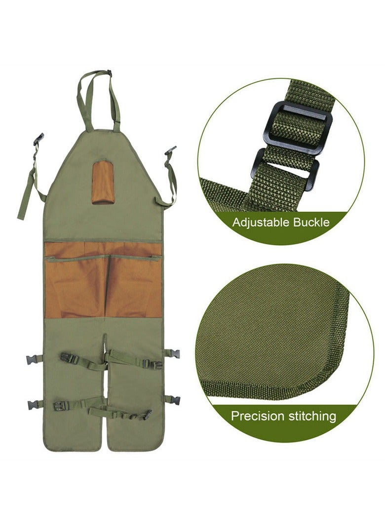 Gardening Apron with Multiple Pockets Durable Oxford Fabric, Water-Resistant, Color-Blocked, Extended Length Garden Leg Protector Work Apron - Image 3